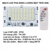 Bộ mạch đèn LED năng lượng mặt trời 40W gồm mạch và remote Bộ mạch đèn LED năng lượng mặt trời 40W gồm mạch và remote